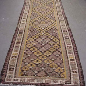 Gold and Red Semi-Antique Flatweave Runner
