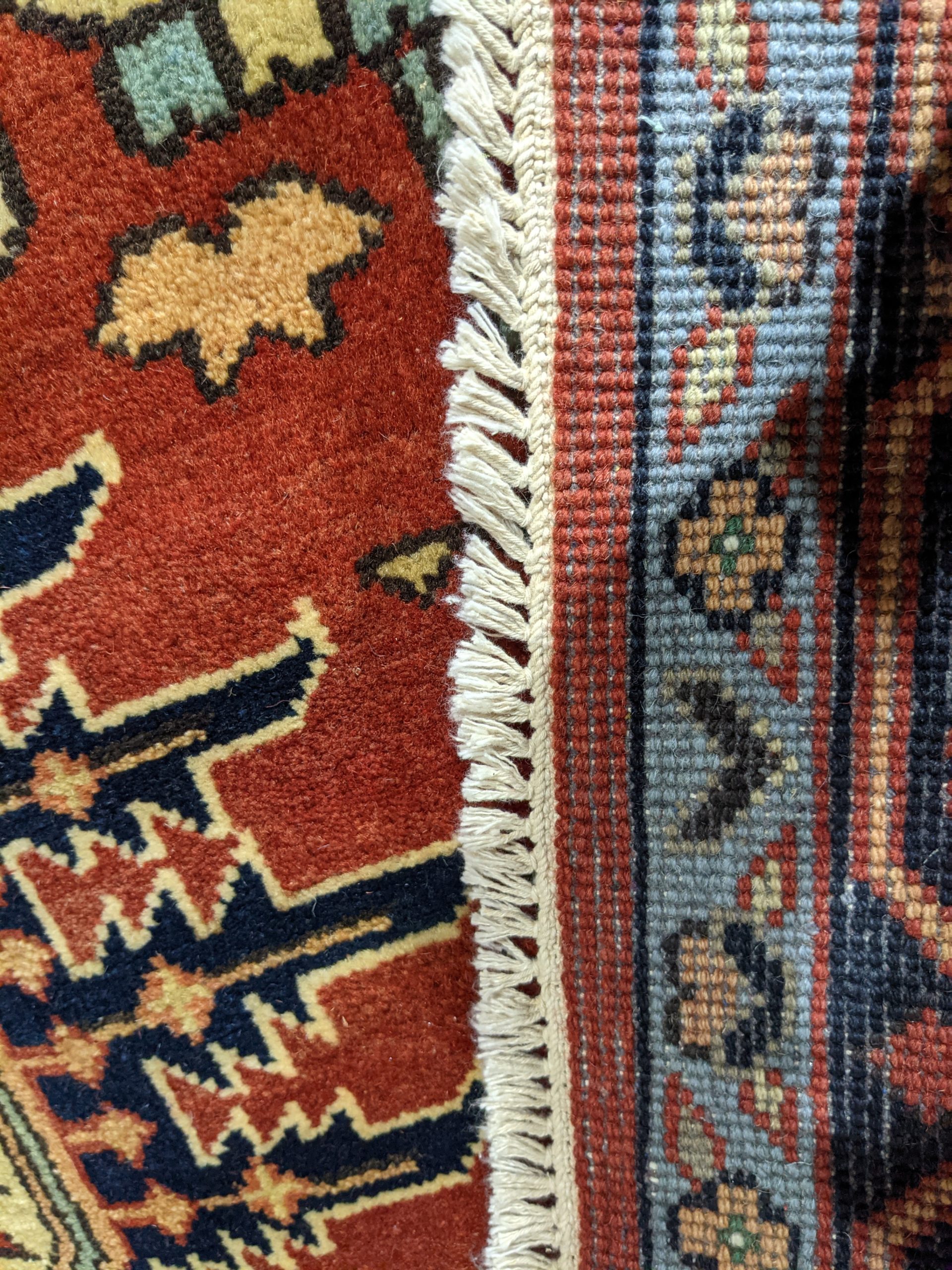 Hand-Knotted Indian Heriz Rug