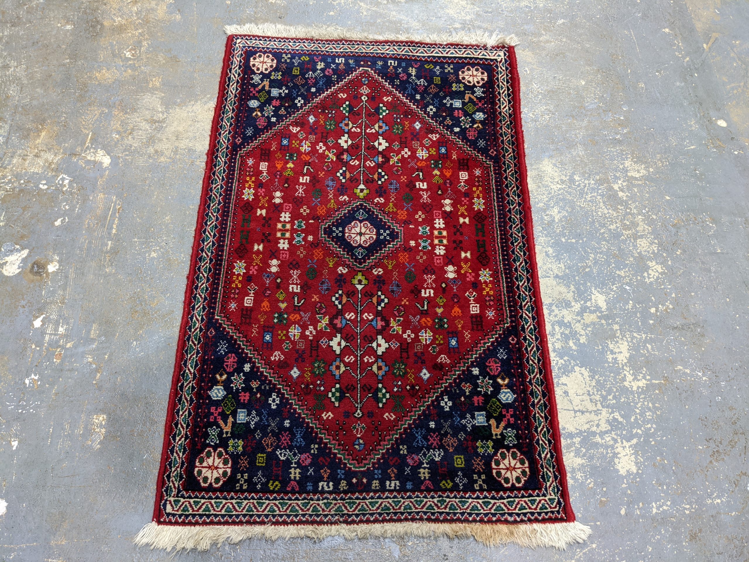 Red Vintage Abadeh Persian Rug
