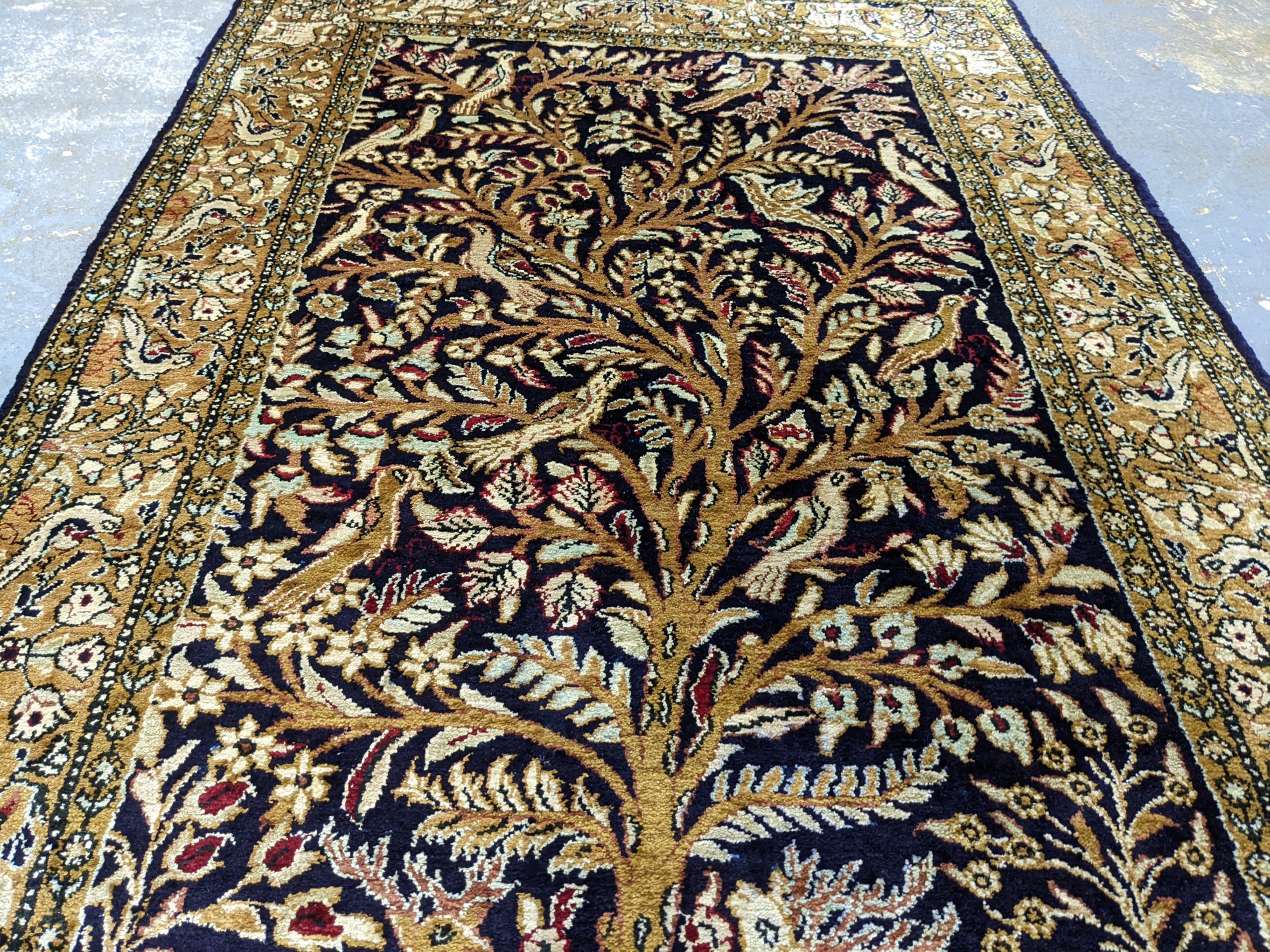 Vintage Silk Qum Persian Rug