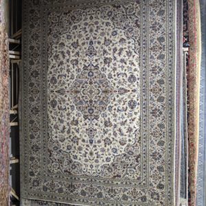 8x11 Ivory Kashan Persian Rug