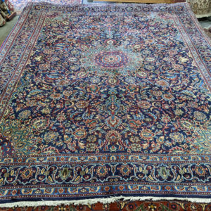 9'8" x 12'3" Blue Mashad Persian Rug