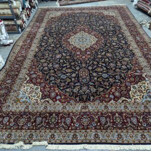 11'7" x 17'7" Blue Kashan Rug