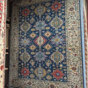 9x12 Blue Kazak-Style Rug