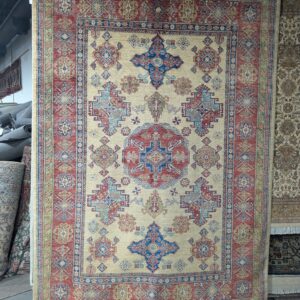6'3"x8'8" Ivory Kazak-Style Rug