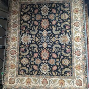 8'1" x 10'4" Black Tabriz-Style Rug