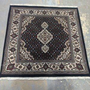 3x3 Square Black Mahi Tabriz-Style Rug